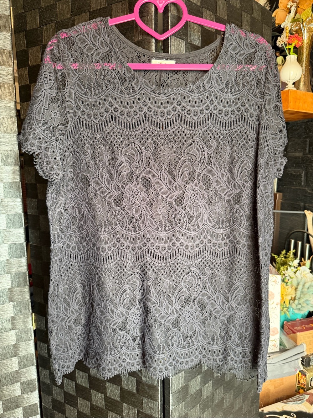 Maurices black Lace Short Sleeve Tunic